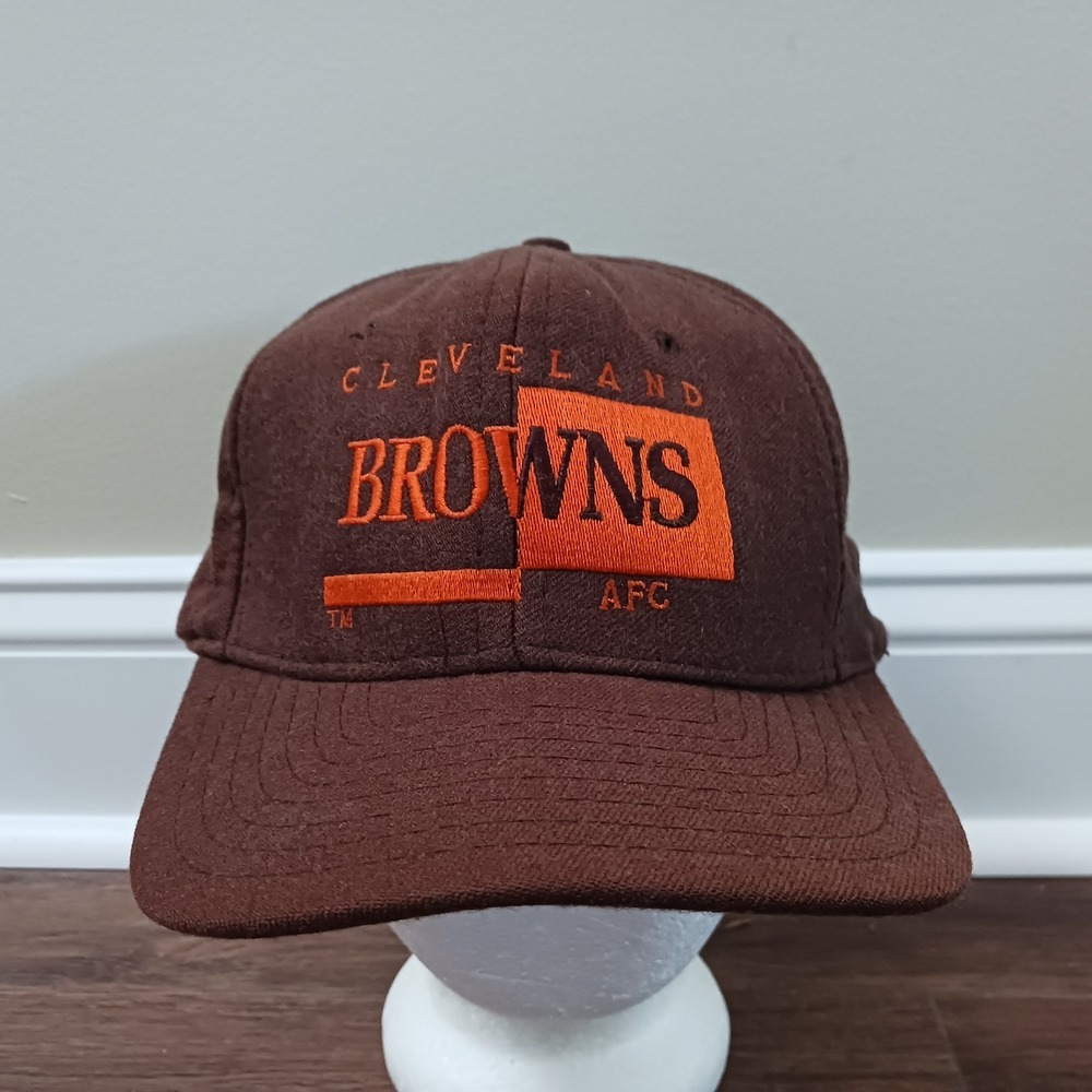 Vintage Cleveland Browns Hat AJD Snapback Cap Brown Orange NFL AFC